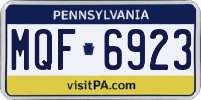 PA license plate MQF6923
