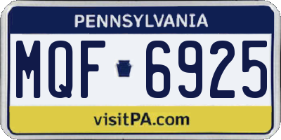 PA license plate MQF6925