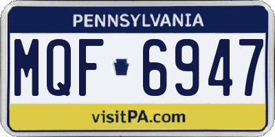 PA license plate MQF6947