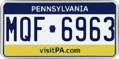 PA license plate MQF6963