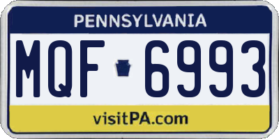 PA license plate MQF6993
