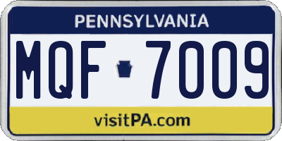 PA license plate MQF7009