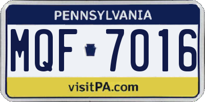 PA license plate MQF7016