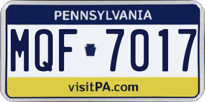 PA license plate MQF7017