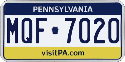 PA license plate MQF7020