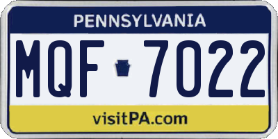 PA license plate MQF7022