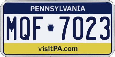 PA license plate MQF7023