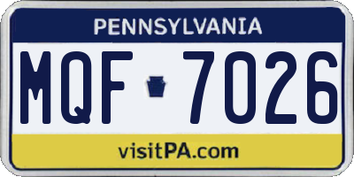 PA license plate MQF7026