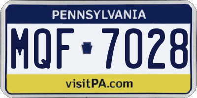 PA license plate MQF7028