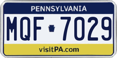 PA license plate MQF7029