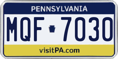 PA license plate MQF7030