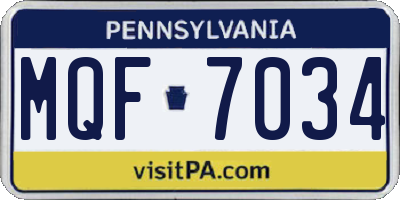 PA license plate MQF7034