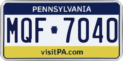 PA license plate MQF7040