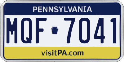 PA license plate MQF7041