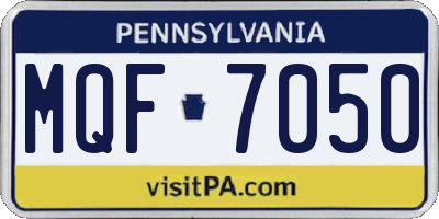 PA license plate MQF7050