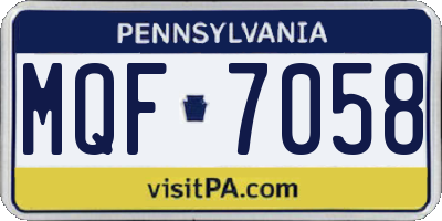 PA license plate MQF7058