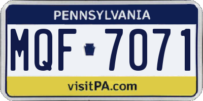 PA license plate MQF7071