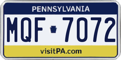 PA license plate MQF7072