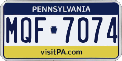 PA license plate MQF7074