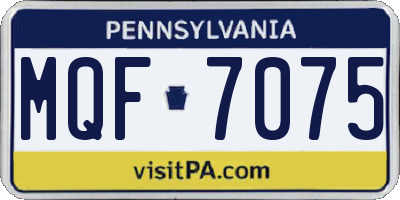 PA license plate MQF7075
