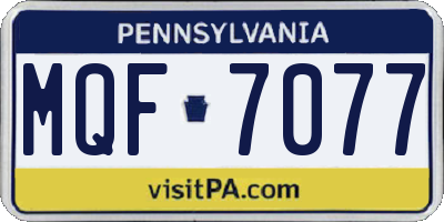 PA license plate MQF7077