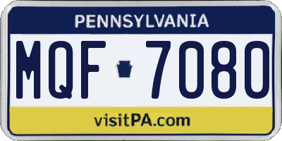 PA license plate MQF7080