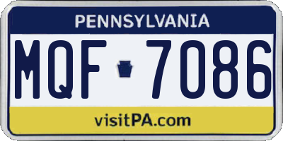 PA license plate MQF7086