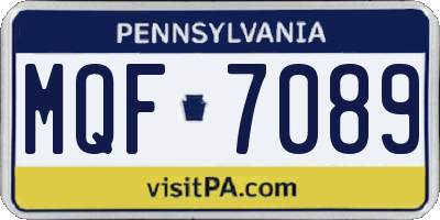 PA license plate MQF7089
