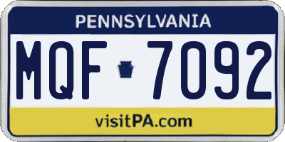PA license plate MQF7092