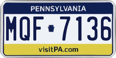 PA license plate MQF7136