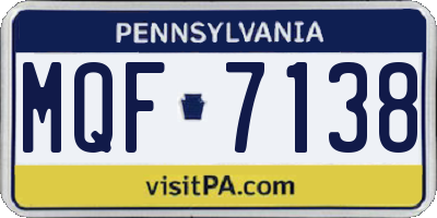 PA license plate MQF7138