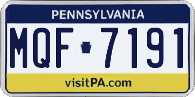 PA license plate MQF7191