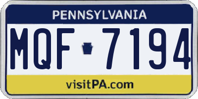 PA license plate MQF7194