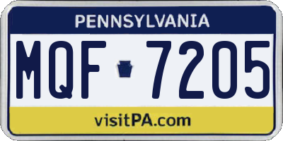 PA license plate MQF7205