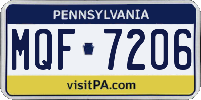 PA license plate MQF7206