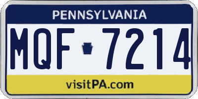PA license plate MQF7214