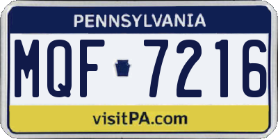 PA license plate MQF7216