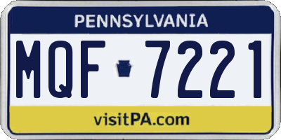 PA license plate MQF7221