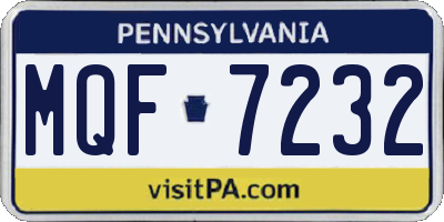 PA license plate MQF7232