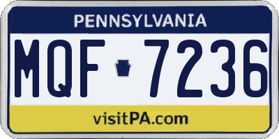 PA license plate MQF7236