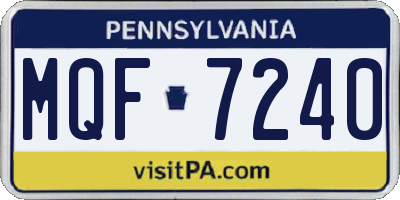PA license plate MQF7240