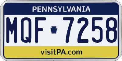 PA license plate MQF7258