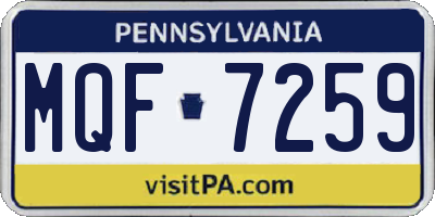 PA license plate MQF7259