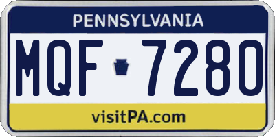 PA license plate MQF7280
