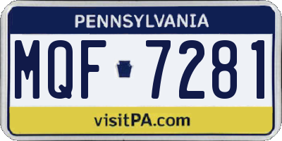 PA license plate MQF7281