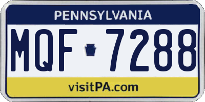PA license plate MQF7288