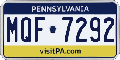 PA license plate MQF7292