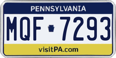 PA license plate MQF7293