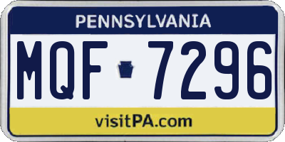 PA license plate MQF7296
