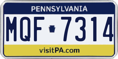 PA license plate MQF7314